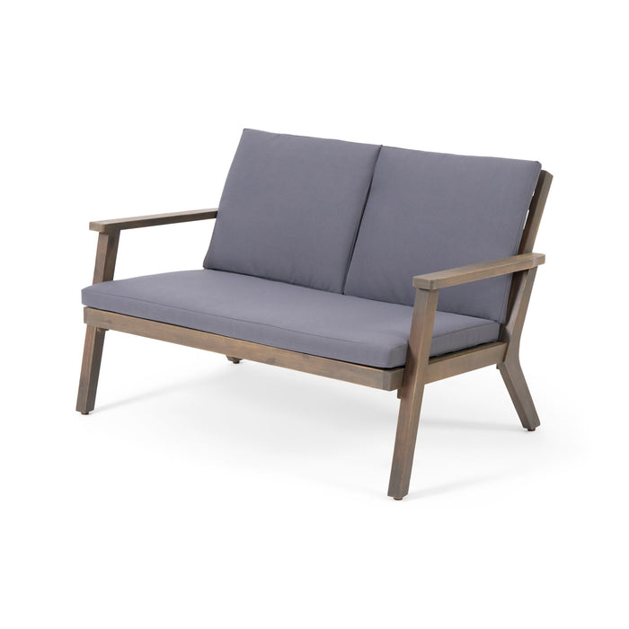 Avacyn - Outdoor Loveseat And Coffee Table Set With Cushions - Dark Gray