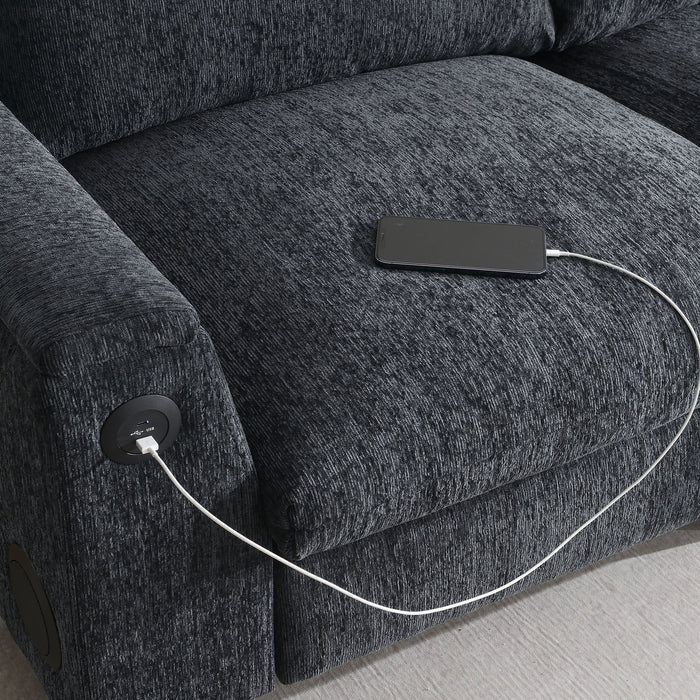 Sectional With Bluetooth Speaker Comfy Cloud Couch Set With Drop Down Table Cup Holders, USB Charger Storage Armrest Wide Seat Sofa