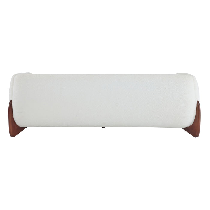 Contemporary Boucle Sherpa Sofa With Birch Wood Legs