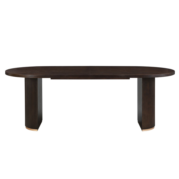 Modern Rustic Oval Dining Table Double Pedestal - Espresso