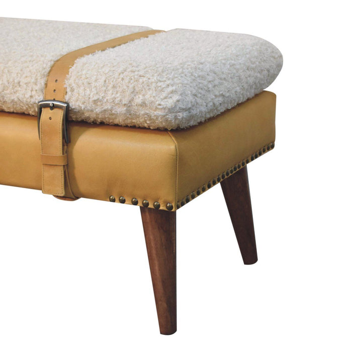 Boucle Leather Bench - Tan