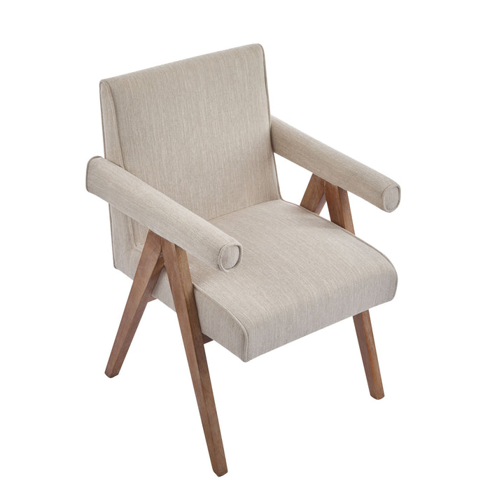 Contemporary Poppy Fabric Dining Armchair With Rubberwood Legs