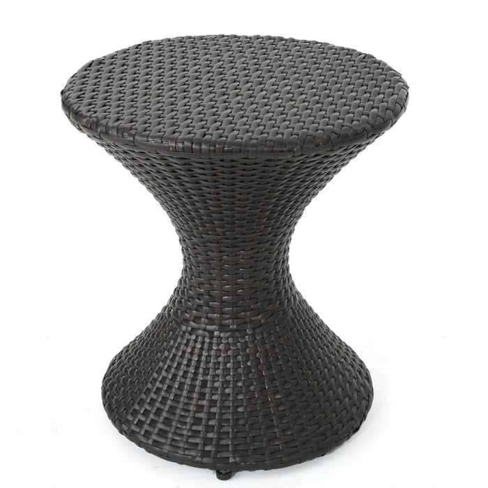 Highest Quality Wicker Hourglass Shaped Side Table - Brown Multi