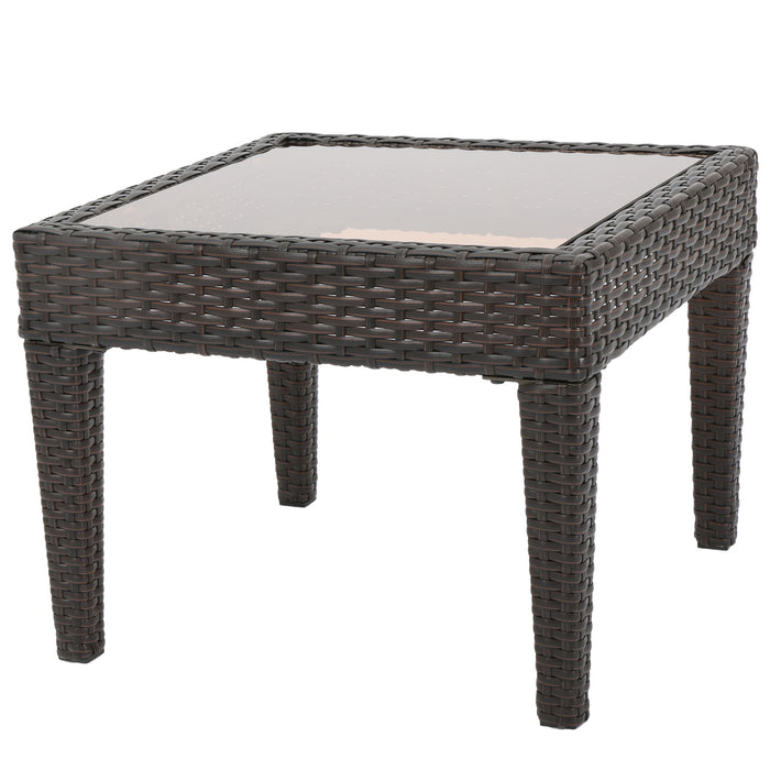 Nebulosity - Outdoor Accent Table With Square Glass Top - Brown Multi