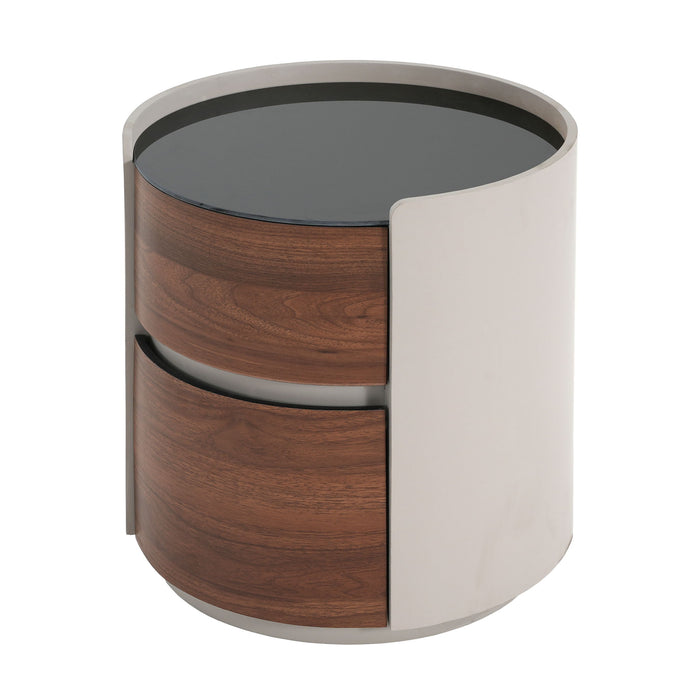 Italian Retro Double Storage Round Side Table - Gray Brown