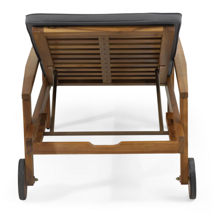 Jason - Black Chaise Lounge Adjustable Acacia Wood Outdoor Furniture