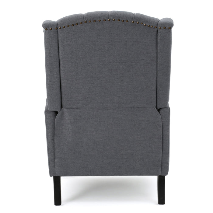Armchair Recliner With Pushback Mechanism And Wingback Design