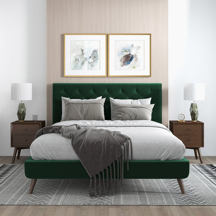 Dillon - Mid-Century Modern Velvet Platform Bed