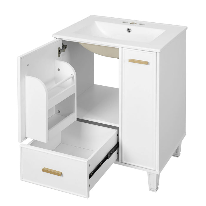 Bathroom Vanity With Sink, Deep Drawer, Door Shelf, 2 Tier Basket