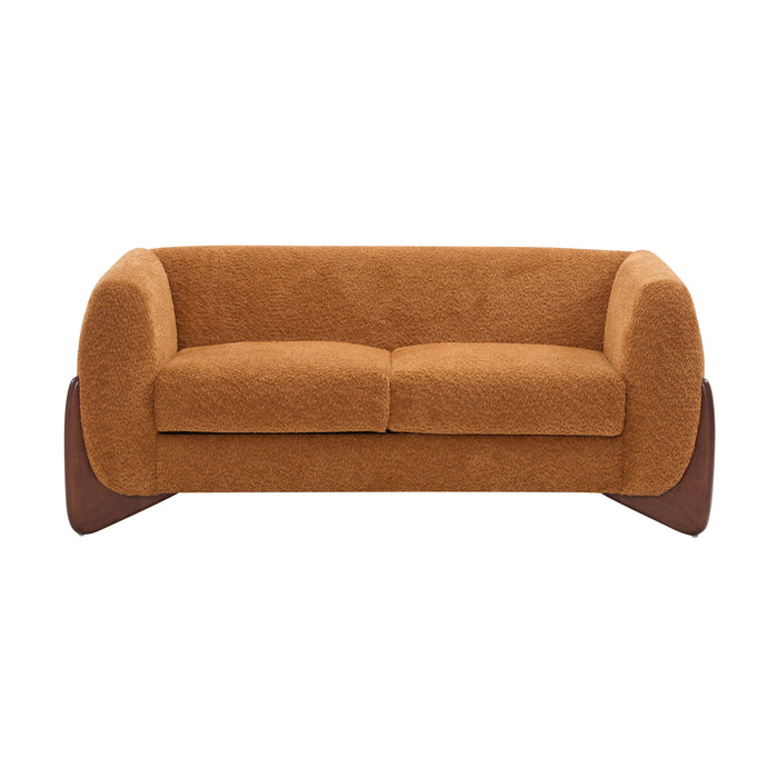 Contemporary Boucle Sherpa Sofa With Birch Wood Legs