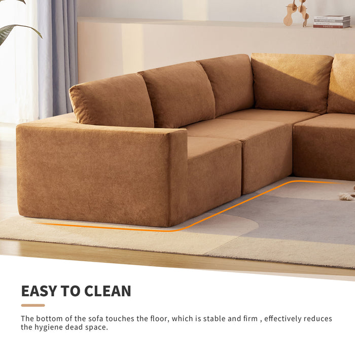 Modular Sectional With Wide Seat Free Combination L Shaped Couch Set Cloud Upholstered Minimalist Boneless Sofa