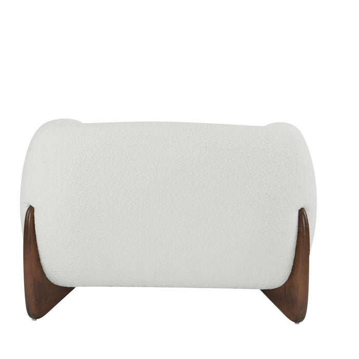 Modern Upholstered Boucle Arm Chair With Tuxedo Design And Triangular Legs