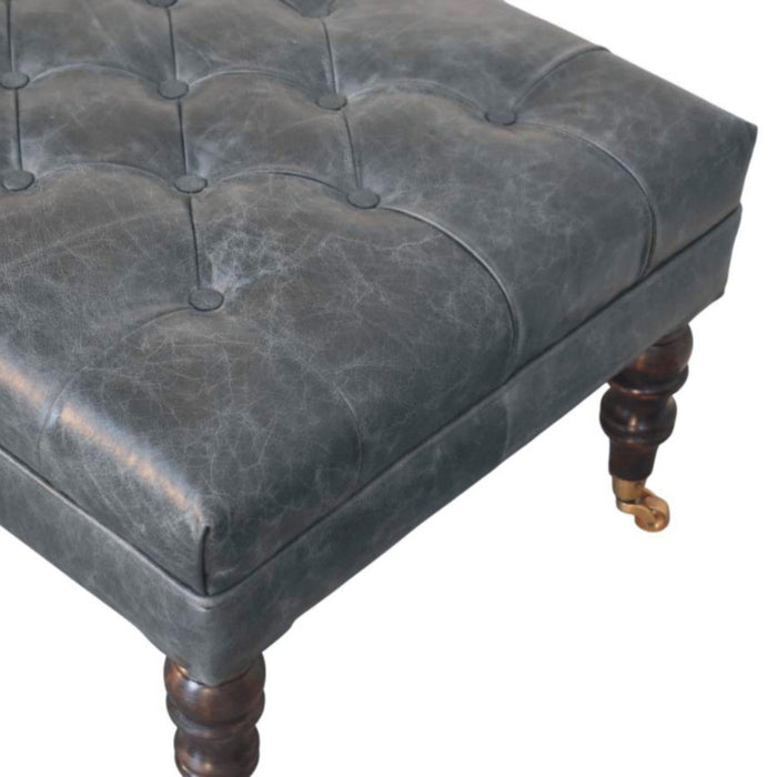 Buffalo - Leather Ottoman With Castor Legs
