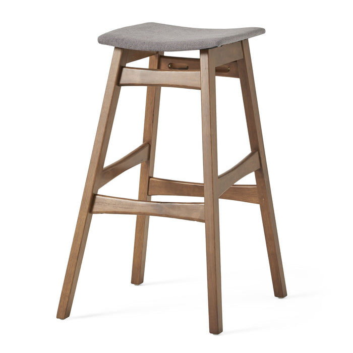 Mid Century Modern Bar Stool Set With Upholstered Seating