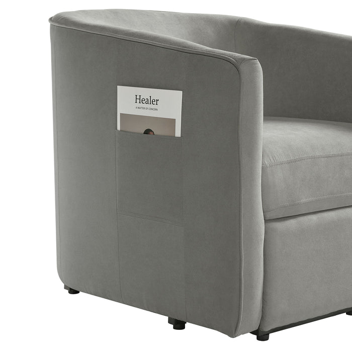 Power Lift Recliner Barrel Shape Reclining Chair With Footrest And Side Pocket