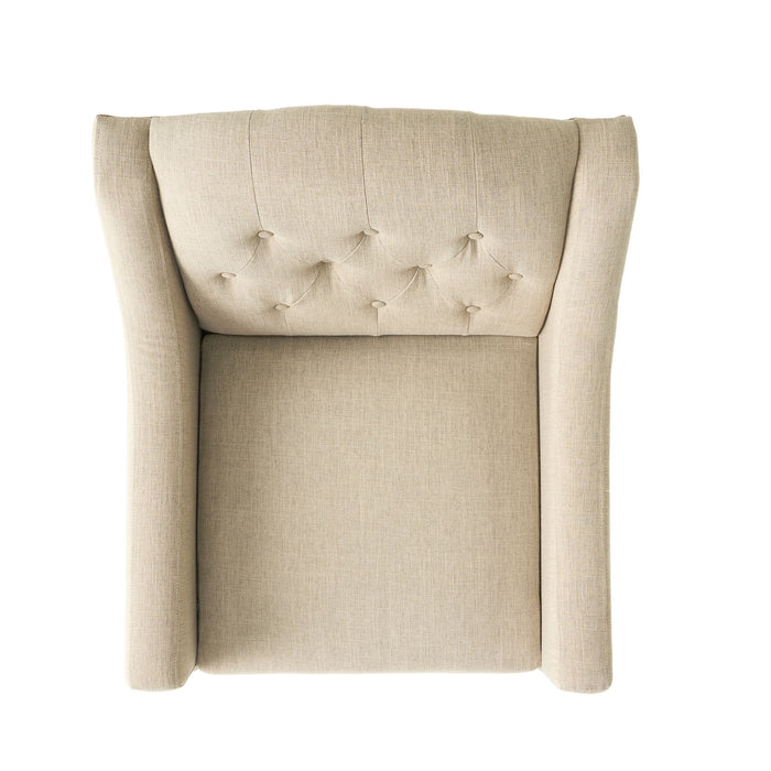 Elegant Upholstered Armchair With Ottoman Set - Beige