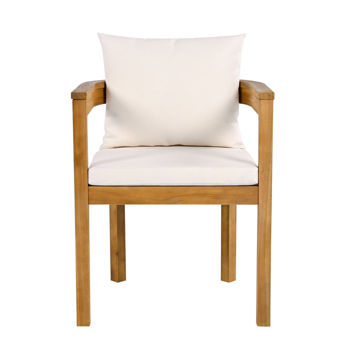 Abaco - Outdoor Patio 7 Pieces Dining Set With Chairs And Table - Teak / Beige