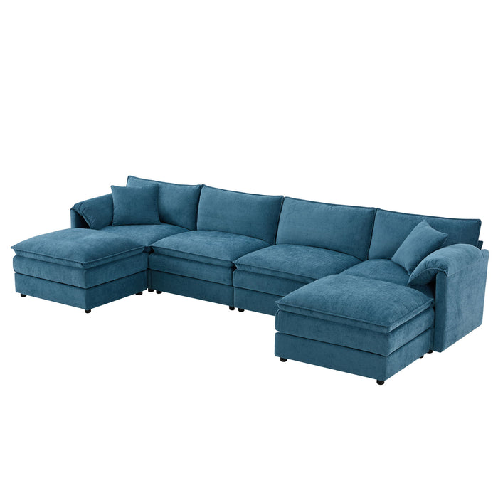 Modular Sectional With Deep And Wide Seat, Cloud Couch Set With Double Cushions Sofa With Movable Ottoman