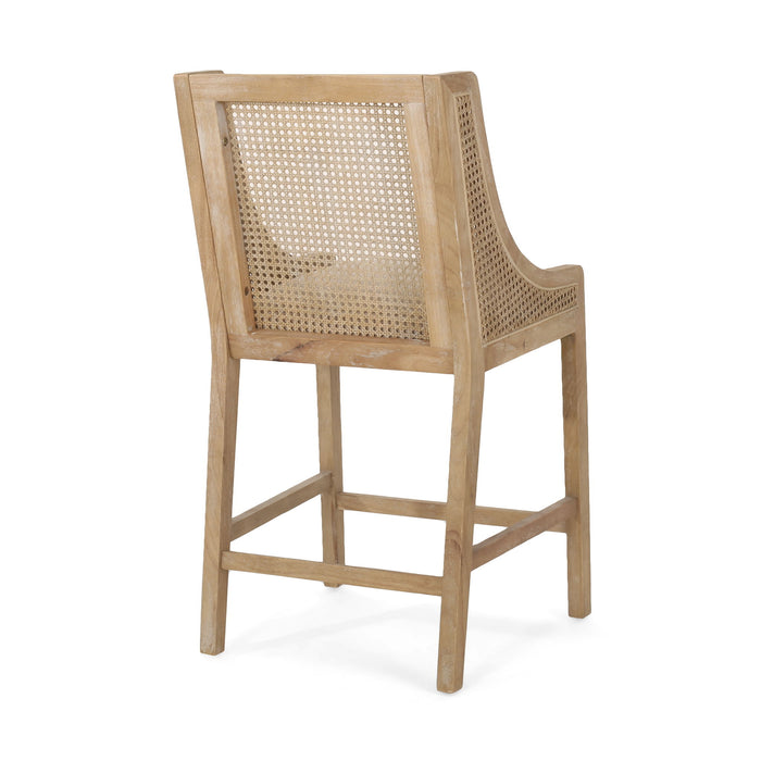 French Country Fabric Upholstered Counter Stools (Set of 2)