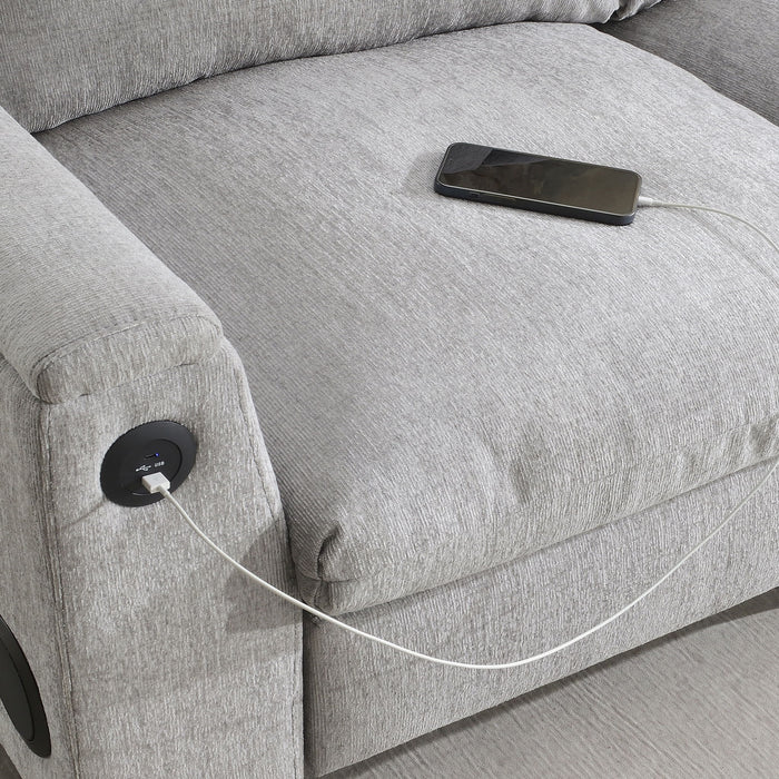 Sectional With Bluetooth Speaker Comfy Cloud Couch Set With Drop Down Table Cup Holders, USB Charger Storage Armrest Wide Seat Sofa