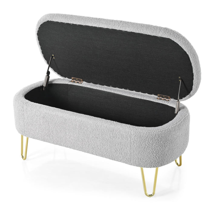 Upholstered Oval Storage Bench For Living Room