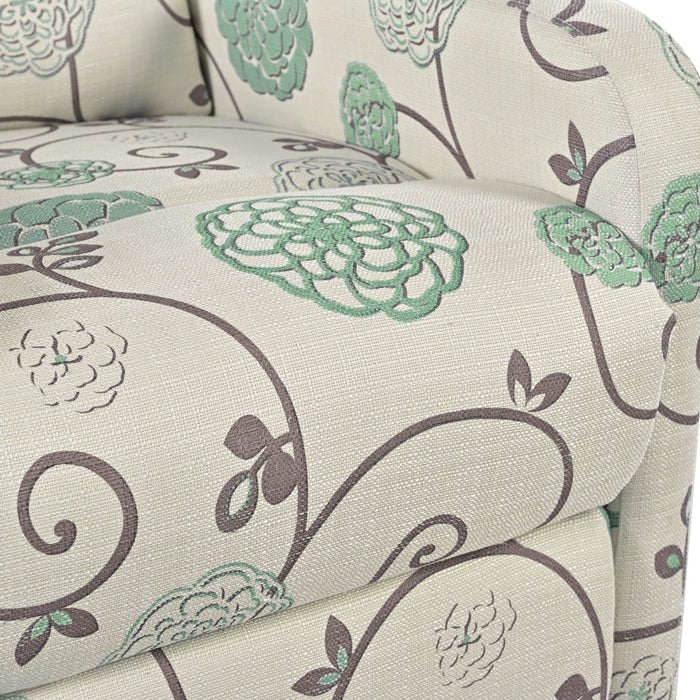 Modern Manual Recliner, Home Theater Chair With Adjustable Backrest For Living Room - Beige / Blue