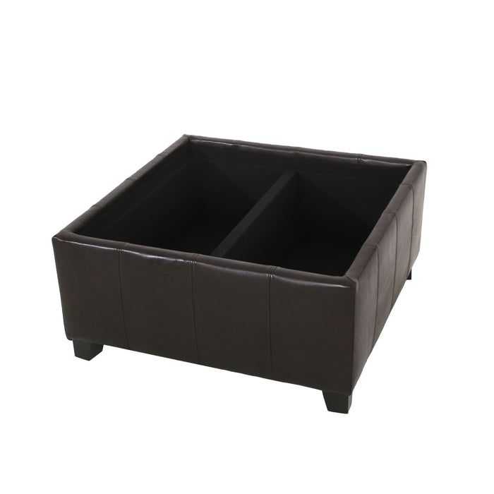 Contemporary Ottoman With Storage And Tray Tops - Brown