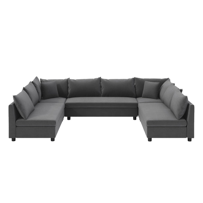 Modular Sectional Reversible U Shaped Couch Set, Free Combination Minimalist Style Oversized 8 Seat Convertible Sofa