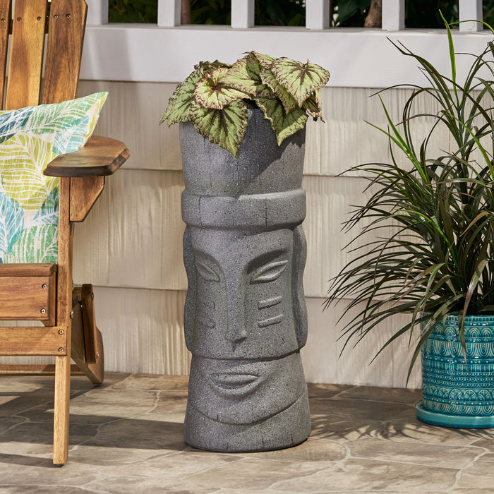 Classic Flower Planter With Magnesium Oxide Material - Stone Gray