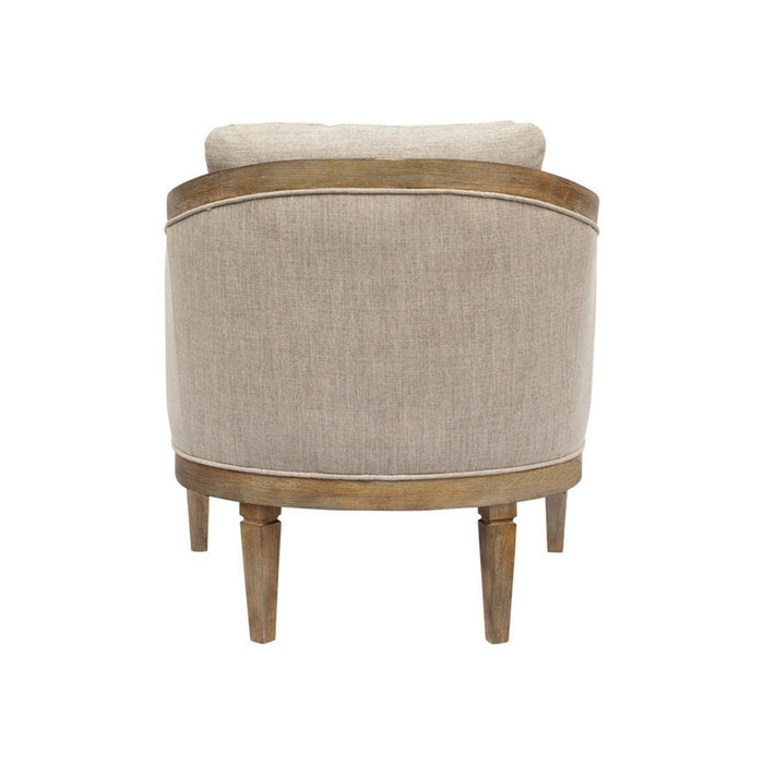 Classic Chair With Solid Wood Frame And Jacquard Upholstery - Beige