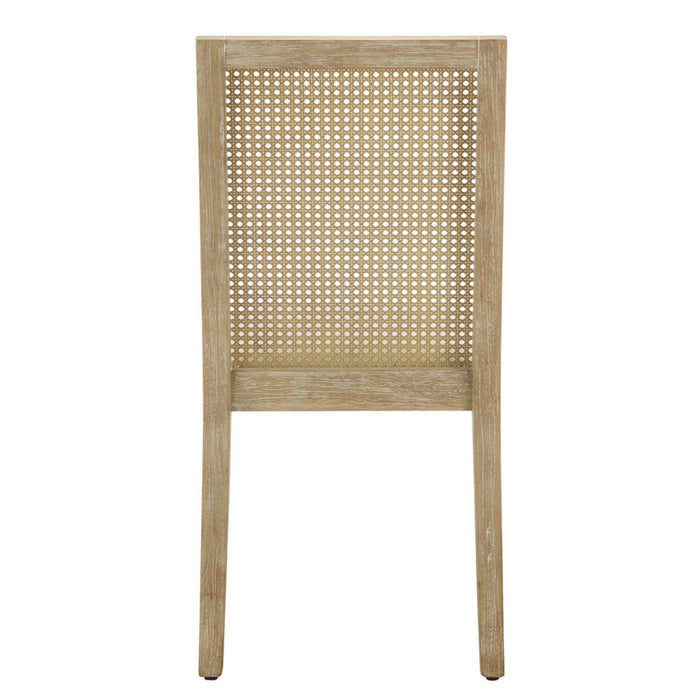Dining Chair With Synthetic Cane Back And Upholstered Seat (Set of 2) - Natural