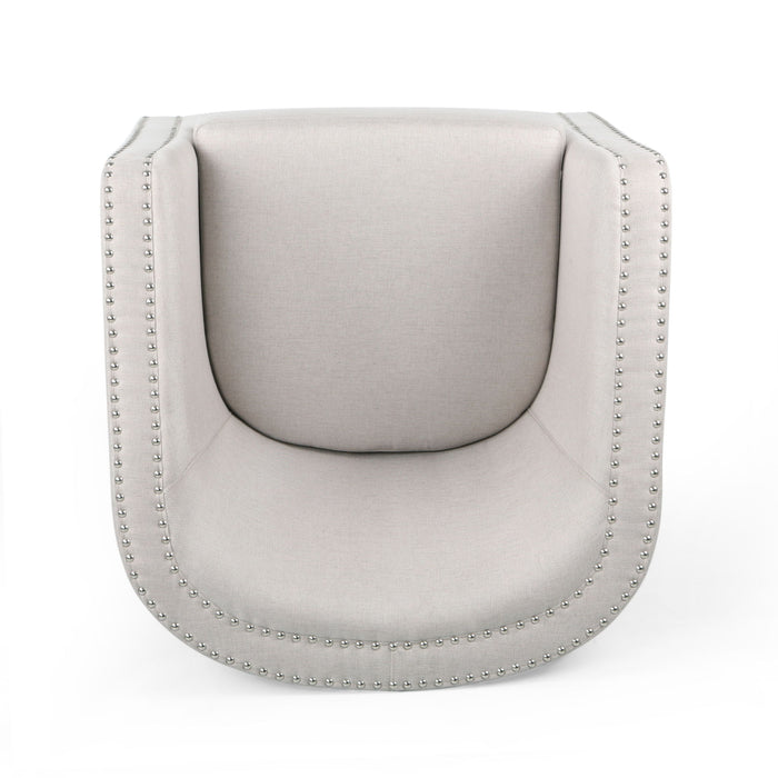 Modern Upholstered Swivel Club Chair With Nailhead Trim