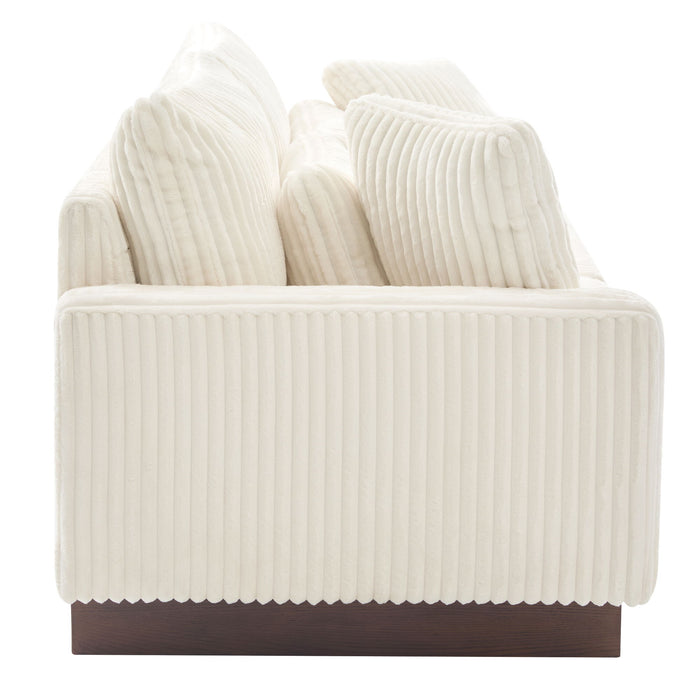 Modern Corduroy Loveseat Sofa With 4 Pillows