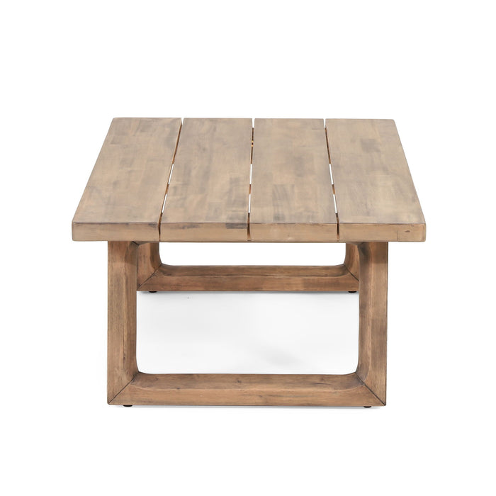 4 Pieces Acacia Wood Patio Furniture Set, Outdoor Furniture With Coffee Table, Patio Conversation Set Deep Seating With Soft Cushion, Porch Chairs For Backyard Porch Balcony - Brown Wash / Beige