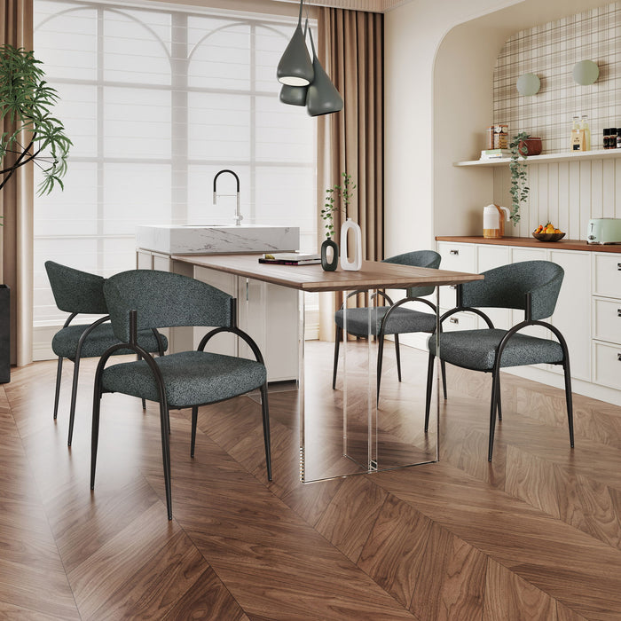 Contemporary Upholstered Dining Chairs With Metal Legs (Set of 2)