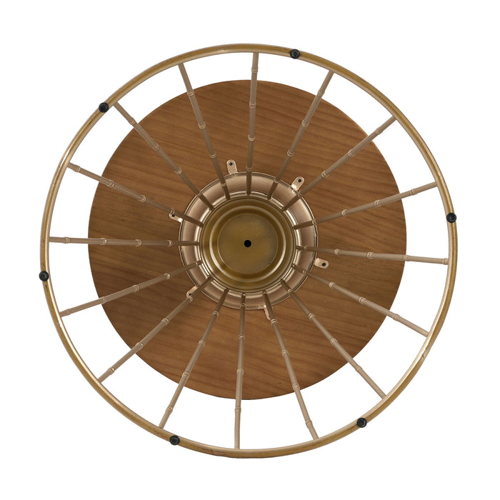 Hollow - Edge Retro Art Pine Side Table With Antique And Natural Color, Iron And Pine Construction - Antique Gold / Natural