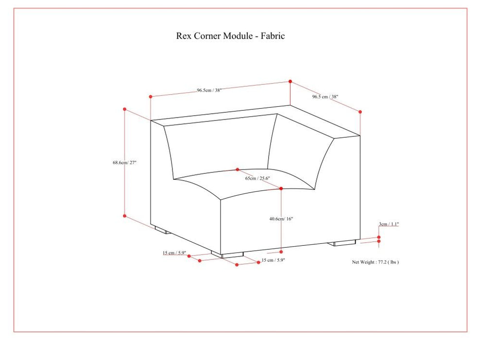 Rex - Corner Sofa Module - Gray