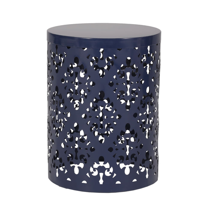 Modern Iron Cut Design End Table (Set of 2) - Navy Blue