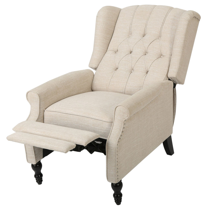 Armchair Recliner With Pushback Mechanism And Wingback Design