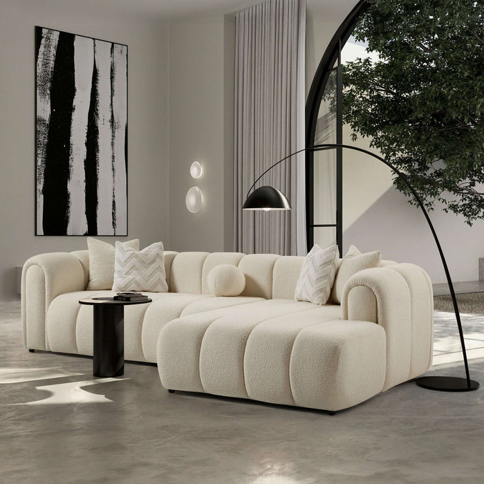 Beatrice - Modern Tufted Right Sectional Sofa - Ivory