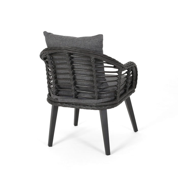 Outdoor Accent Chair With Aluminum Frame And Rattan Seating