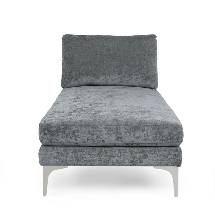 Fabric Upholstered Chaise Lounge With Iron Bracket Legs
