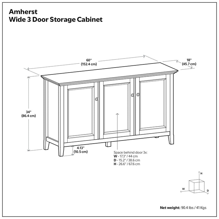 Amherst - Wide 3 Door Storage Cabinet - Hickory Brown