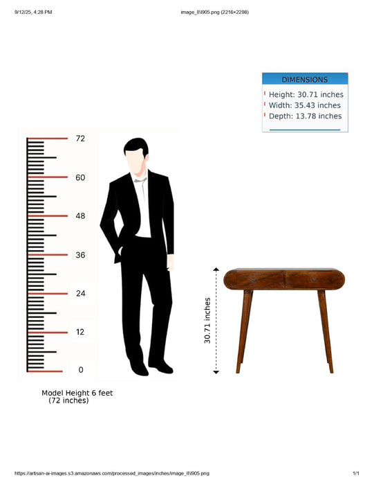 Solid Wood Curved Edge Console Table