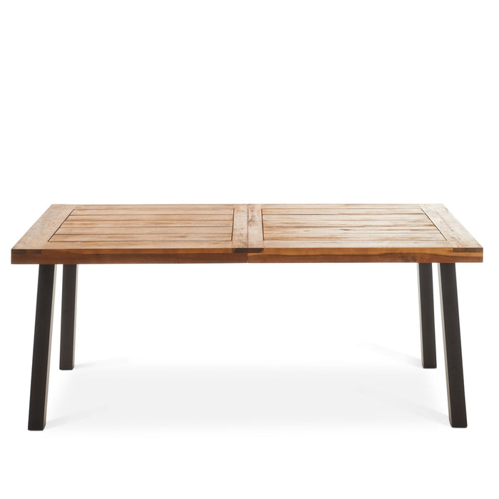 Della - Modern Industrial Dining Table With Acacia Wood Top - Teak