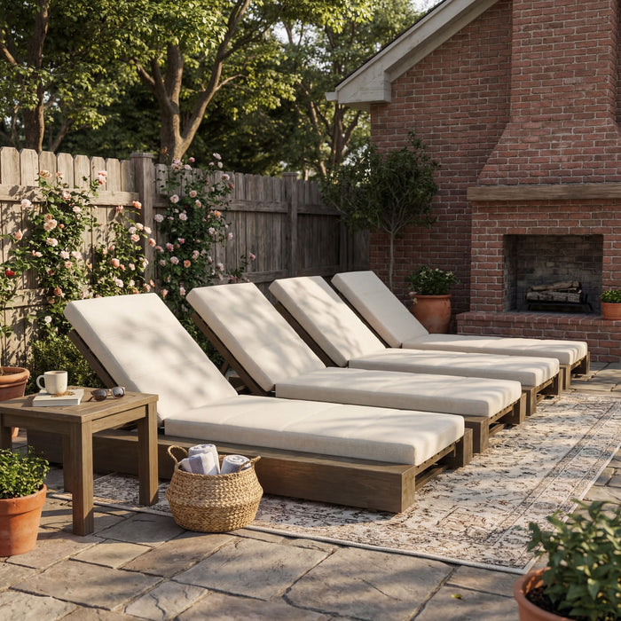Outdoor Chaise Lounges With Water-Resistant Cushions, Adjustable Backrest