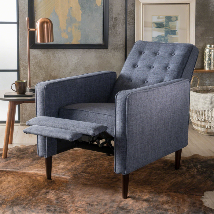 Mid-Century Modern Recliner With Button Tufted Waffle Stitch