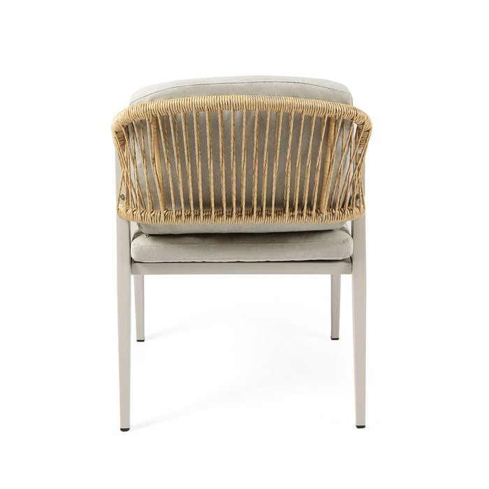 Outdoor Dining Chair (Set of 2) Wicker Rattan Woven Patio Chairs, Waterproof Seating - Gray