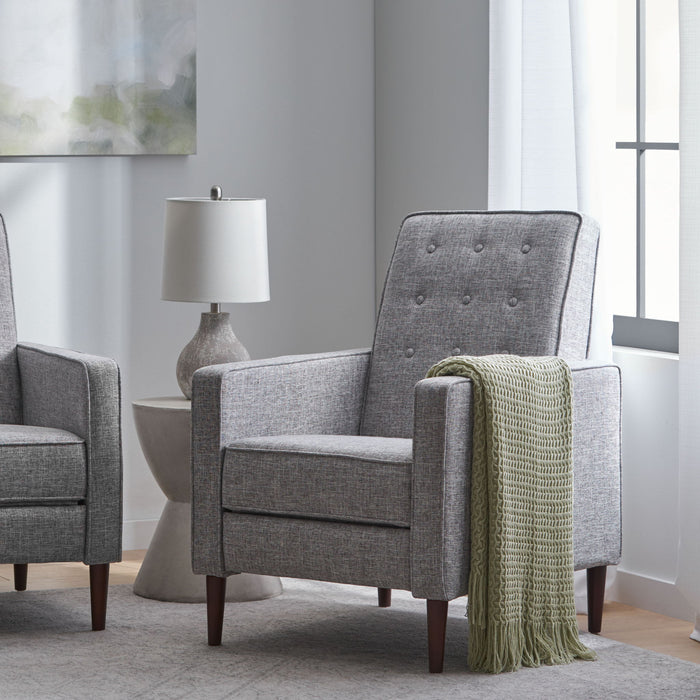 Upholstered Fabric Recliner With Button Tufted (Set of 2) - Light Gray