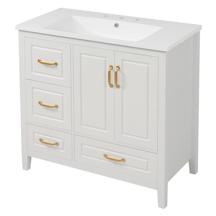 Bathroom Vanity With Sink, Soft Closing Doors & Drawers, Metal Handles